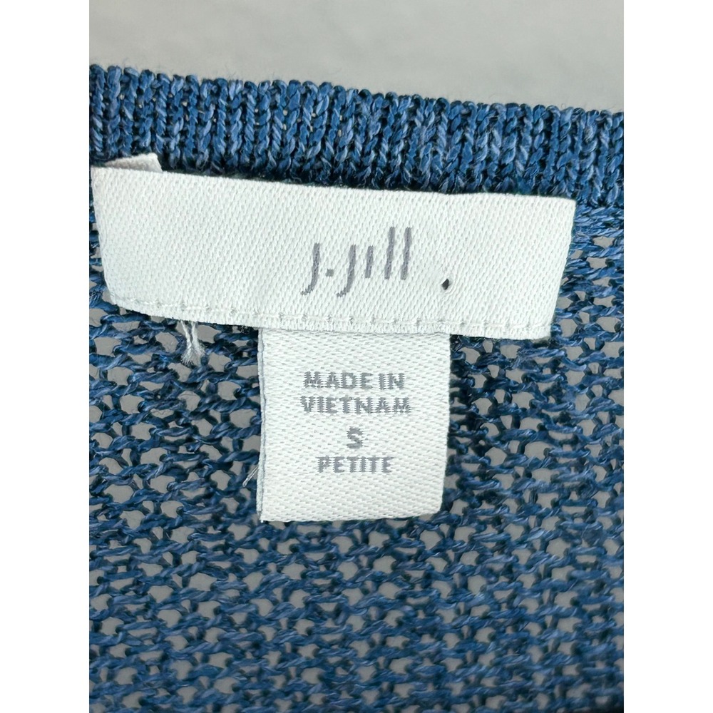 J. Jill Blue Open Knit Boat Neck 3/4 Sleeve Knit Sweater Womens Small Petite - Picture 3 of 7